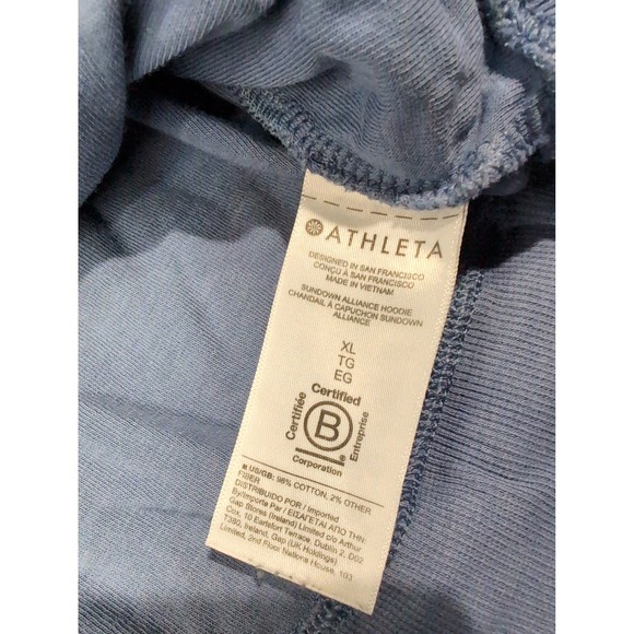 Athleta Sundown Alliance Hoodie Blue Ribbed V-Neck Pullover XL - Picture 8 of 9